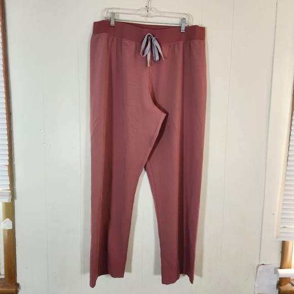 Figs Livingston High Waist Straight LegDrawstring Scrub Pants Rose Pink Sz XXL - Picture 2 of 15
